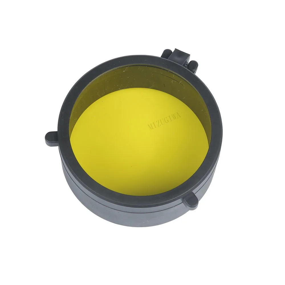 Transparent Rifle Scope Cover Protection 30mm-69mm Lens Cover Flip Up Quick Spring Cap Yellow Objective Lense Lid Hunting