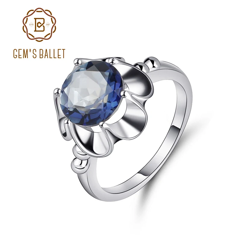 Gem's Ballet Mystic Topaz Iolite Blue Natural Gemstones Real 925 sterling silver Rings Women Gift Wedding Engagement jewelry