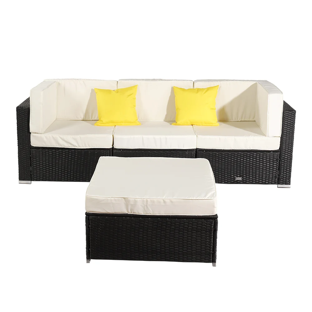 Three  Styles Patio Furniture Set 4 Pieces Patio PE Wicker Rattan Corner Sofa US Warehouse In Stock