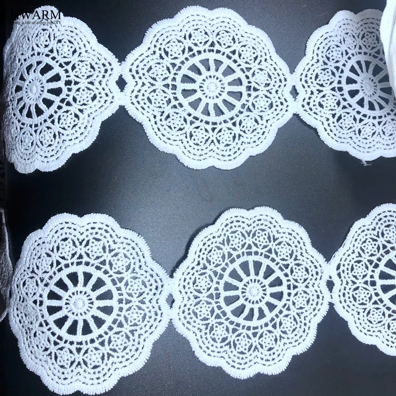 5yard 8cm High Quality white circular lace fabric ribbon DIY cup wad Coasters Cup mat LACE wedding christmas decoration for home