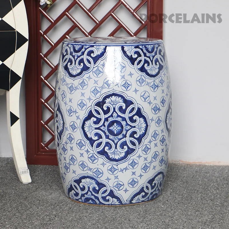 Chinese blue and white Hand Carved porcelain garden stools ceramic