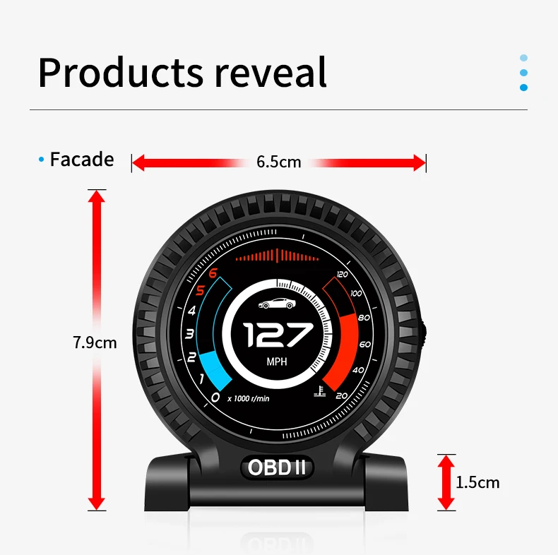 OBD2 LCD Car Dashboard Digital Head Up Display Computer di bordo velocità RPM monitoraggio orologio Meter Turbo Brake Test OBD Scanner