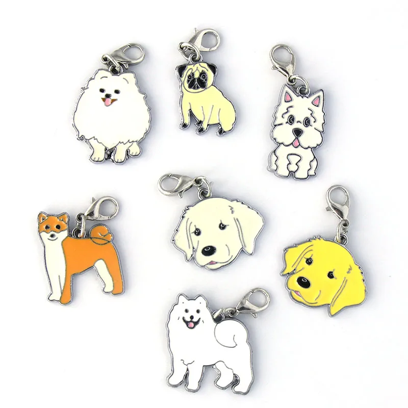 10PCS/LOT Alloy Dripping Oil Dog Charms Pendant Earring Bracelet DIY Necklace Making  Floating Jewelry Accessories