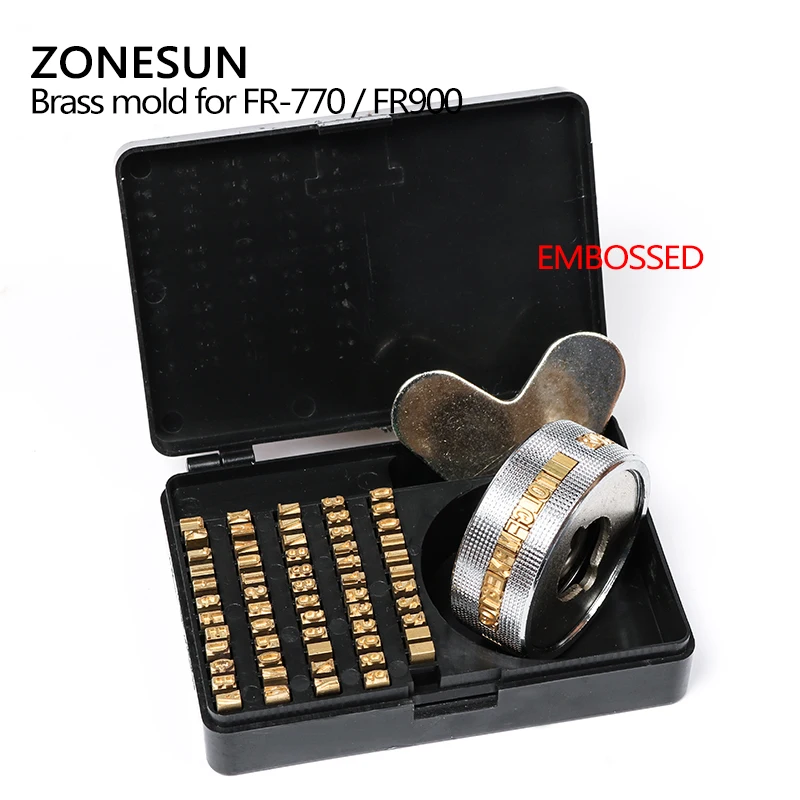 ZONESUN heat stamping alphabet set heat press machine FR900 FR770 alphabet set date coding machine letter numbers brass number