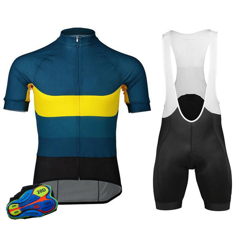 Wholesale Breathable Tight Fitting Top and Bottom Bib Shorts Kit  Bike Jersey Set Cycling Clothing Short Sleeve Bicycle Suit