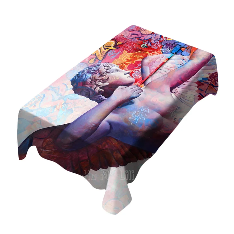 Angel Arrow Sculpture Cupid With A Bow Street Art By Ho Me Lili Table Cloth Rectangle