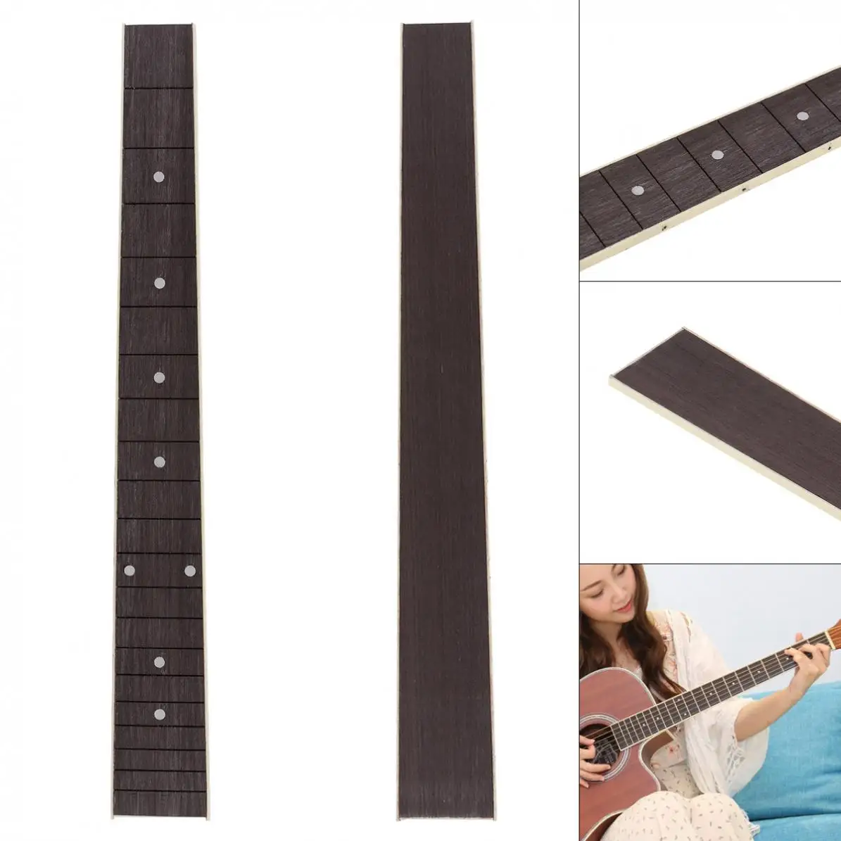 

41inch Acoustic Guitar Fingerboard with ABS Edge 20 Fret Rosewood Fretboard Inlay Shell Sound PointGuitar DIY Musical Parts