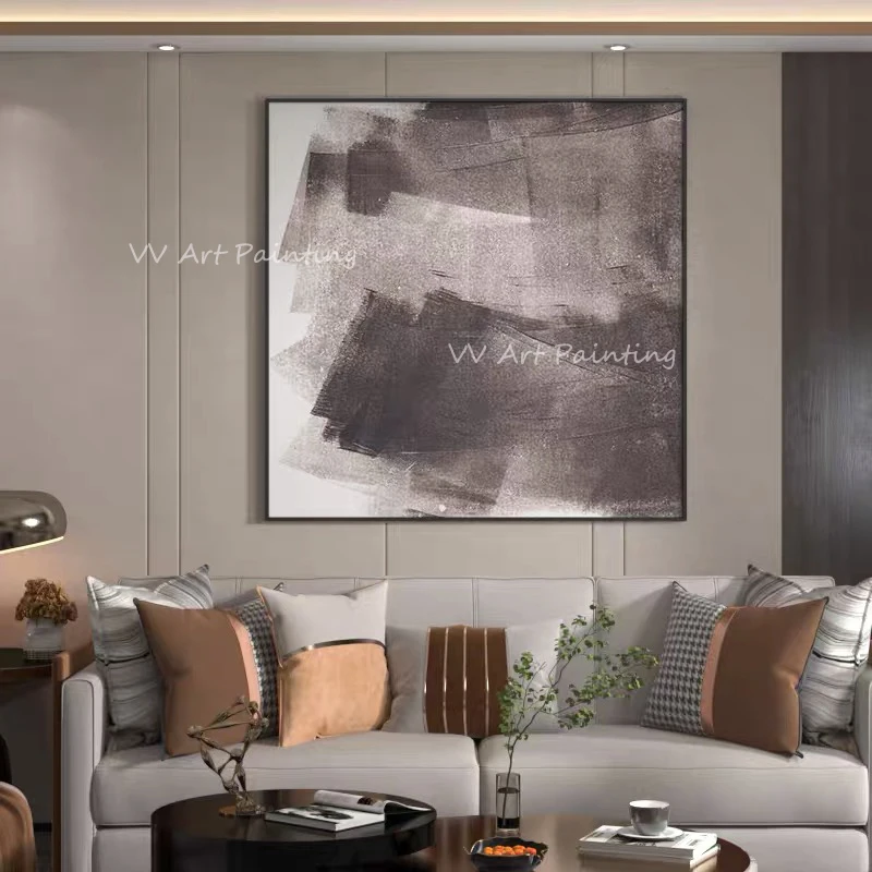 large size handmade grey abstract modern Oil Painting on Canvas Scandinavian Posters Cuadros Wall Art Pictures For Living Room