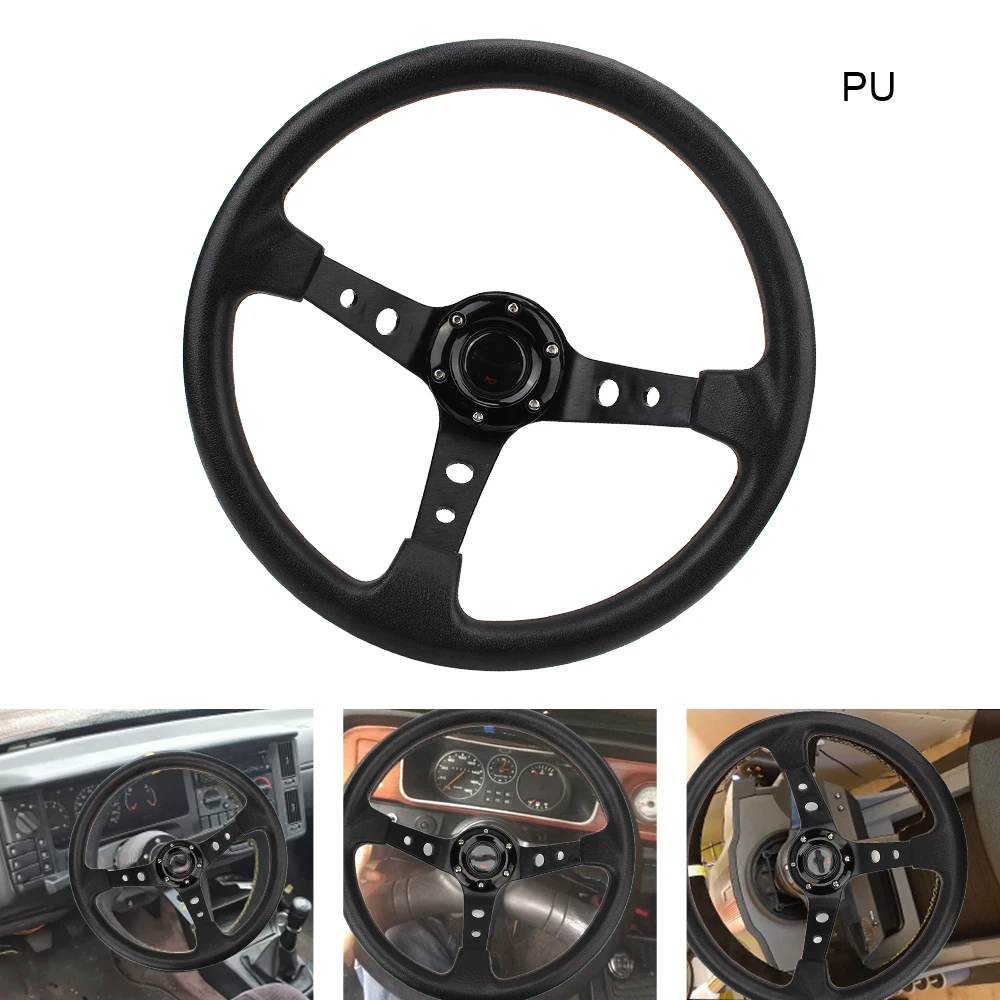 

Universal For Cars Racing Drifting Sport Steering Wheel Car Racing Steering Wheels PU With DIY Logo 14 inch