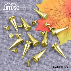 10pcs 10mm 26mm Silver Gold Punk Spike Cone Spots Metal Studs Leathercraft Rivets Bullet For Clothes Bags Belt Pet Collars