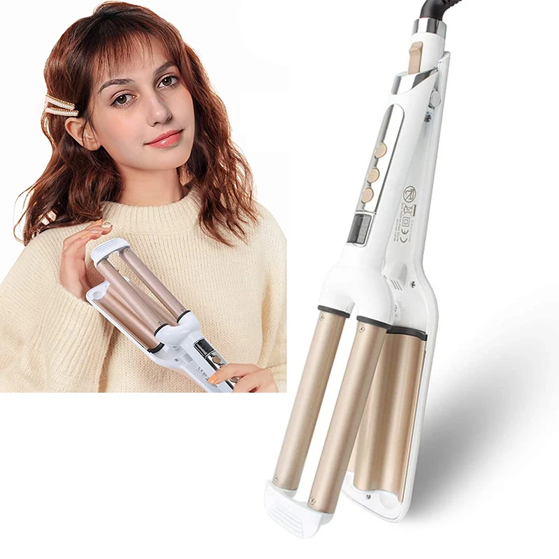 Three Barrel Hair Waver Iron Wand LCD Display Ceramic Hair Curler Wave Curly Hair Styler Curling Iron for Women