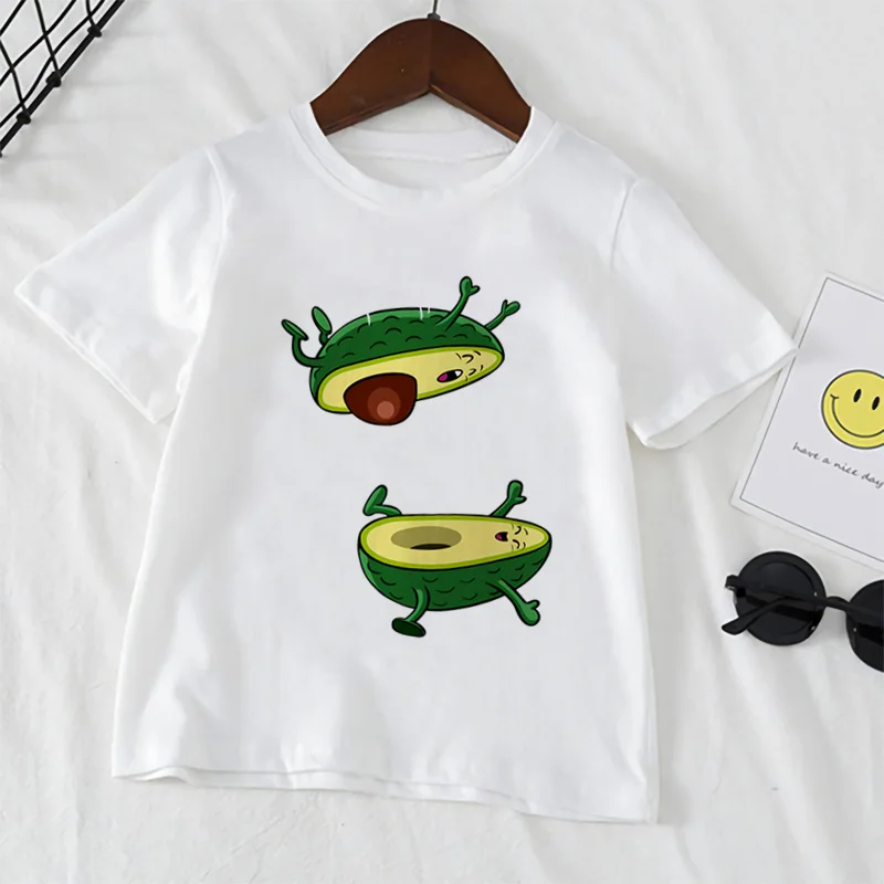 Avocado Kids T Shirt Cute Cartoon Girls Tees Short Sleeve Print Boys Tops Casual Clothes Kawaii Pattern Fashion Apparel,YKP170