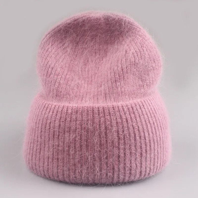 Xthree Winter Hut für Frauen Angola Beanie Hut Gestrickte Kaninchen Pelz Skullies Hut Warmen Motorhaube Kappe Weibliche Hüte für Mädchen hut – Detail 8