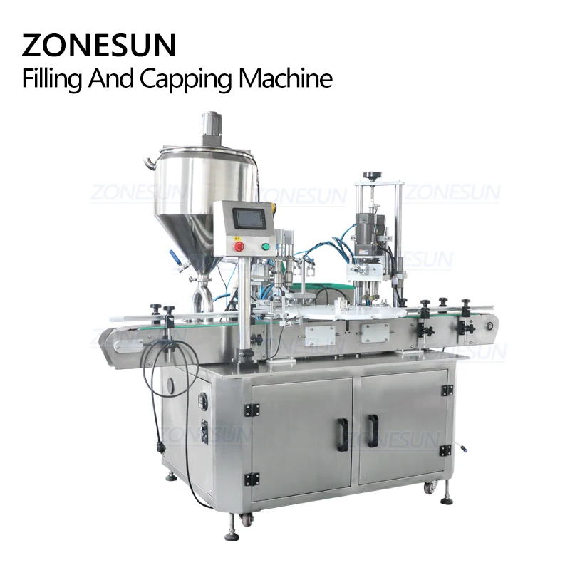 ZONESUN – Machine pneumatique automatique 3 en 1 pour remplissage et bouchage de bouteilles d'eau, avec chargeur de bouchon