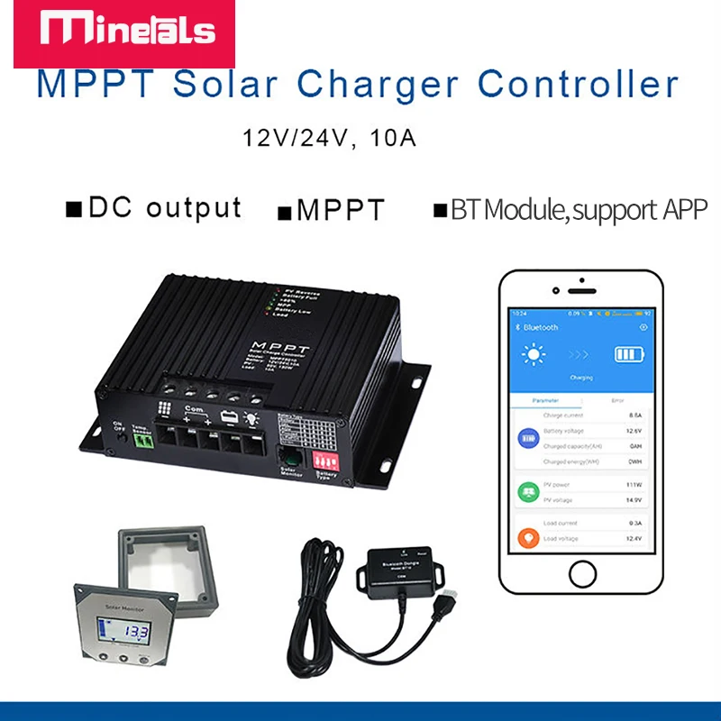 12V 24V 10A inteligentny na energię słoneczną kontroler MPPT z funkcją ładowania wyjściowego kontroler ładowarki obsługuje sterownik LCD APP