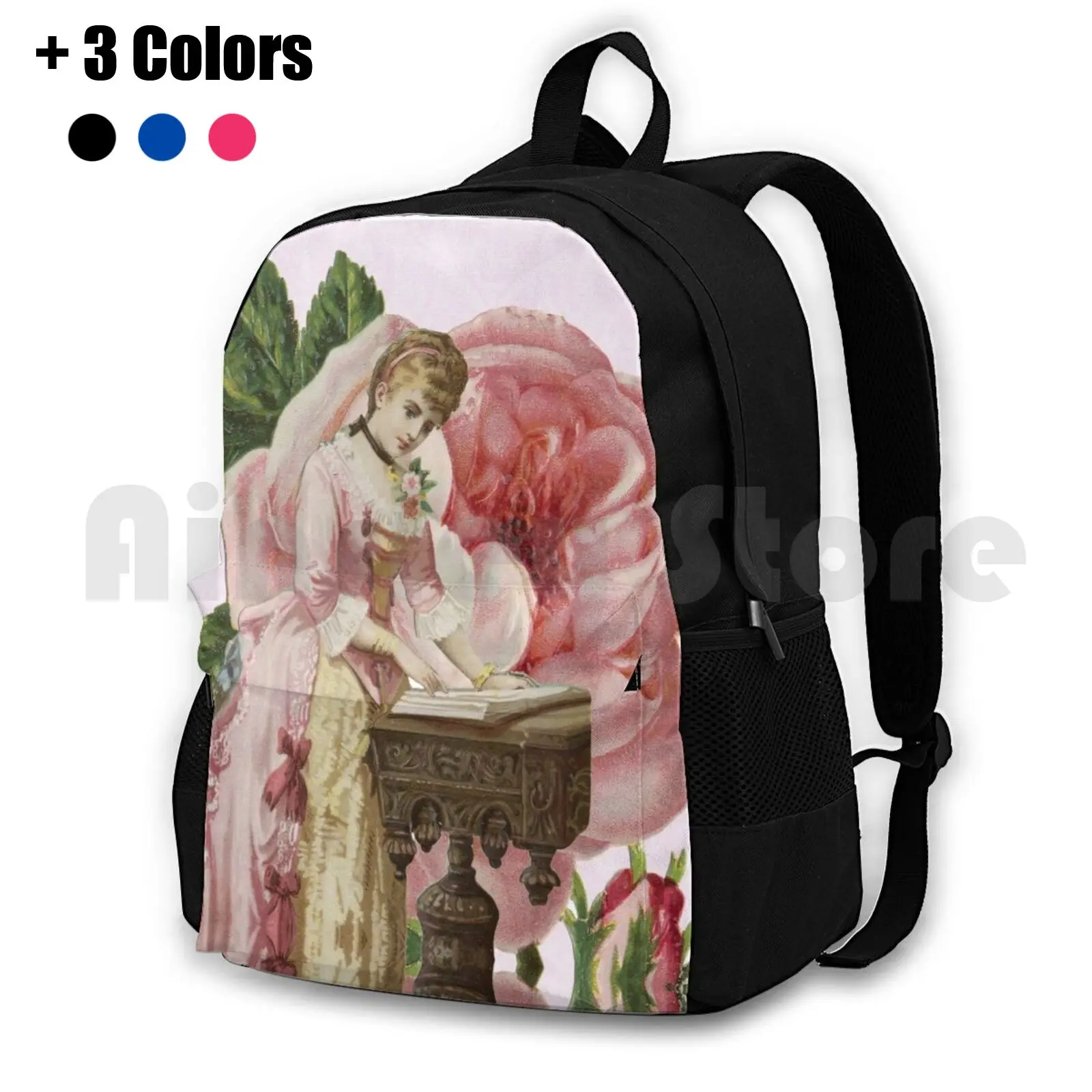 Lady Woman Pink Dress Rose Outdoor Hiking Backpack Waterproof Camping Travel Lady Womens Pink Rose Vintage