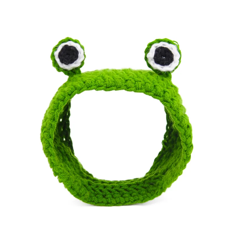 Wool Cat Supplies Headdress Frog Shaped Cat Headgear for Kitten Knitted Cartoons Pet Accessories Cute Puppy Hat Handmade Cosplay