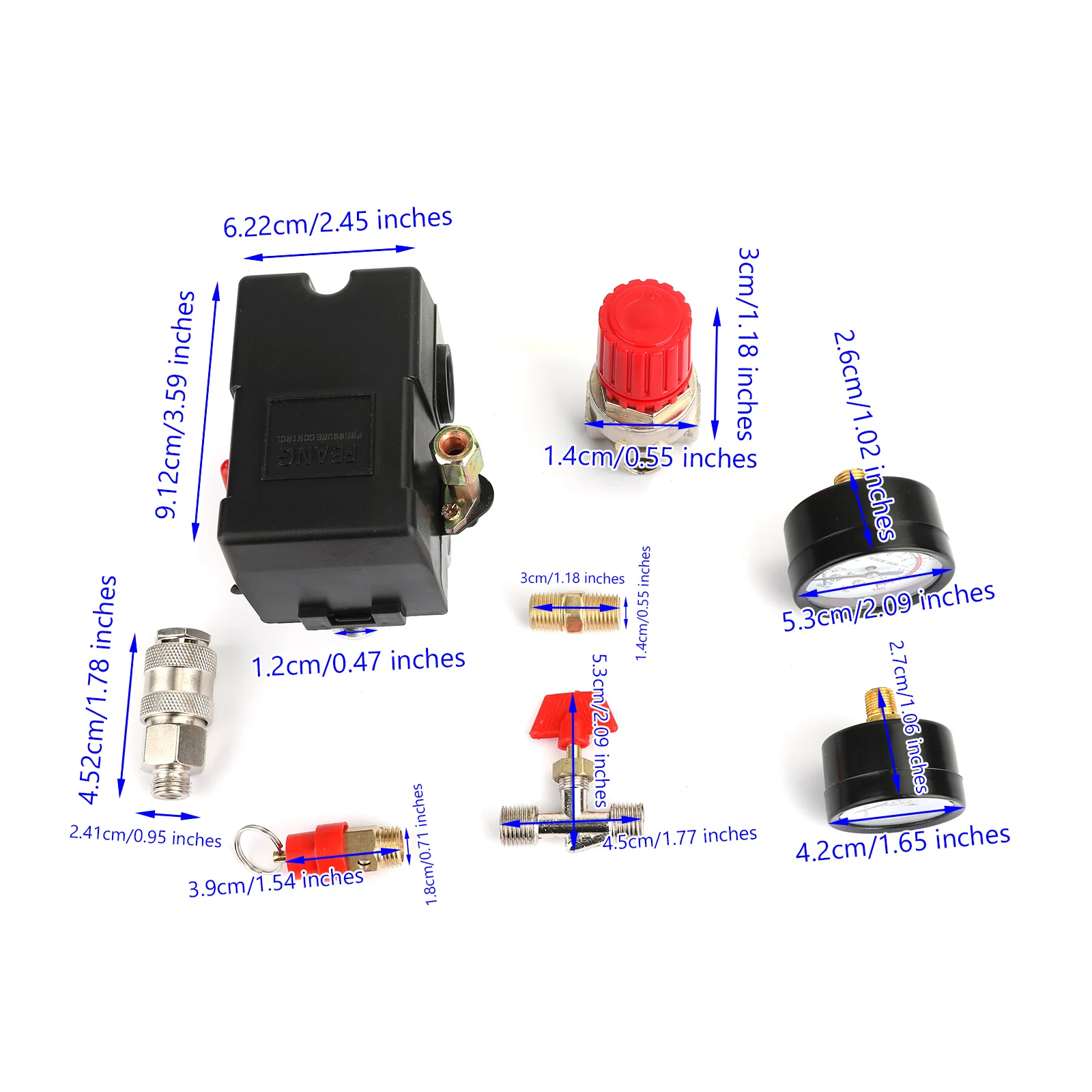 Areyourshop Air Compressor Pressure Control Switch Manifold Regulator Fitting Pneumatic Parts