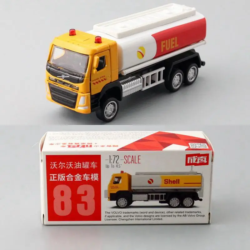 Diecast Metal Toy Car Model 1:72 Scale Oil Tnak Container Truck Engineering Pull Back Educational Collection Gift Kid Match Box