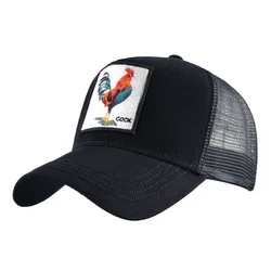 Cartoon Animal Cock Rooster Embroidery Baseball Caps Women Men Summer Breathable Mesh Snapback Hats Unisex Hip Hop Sun Visor Cap