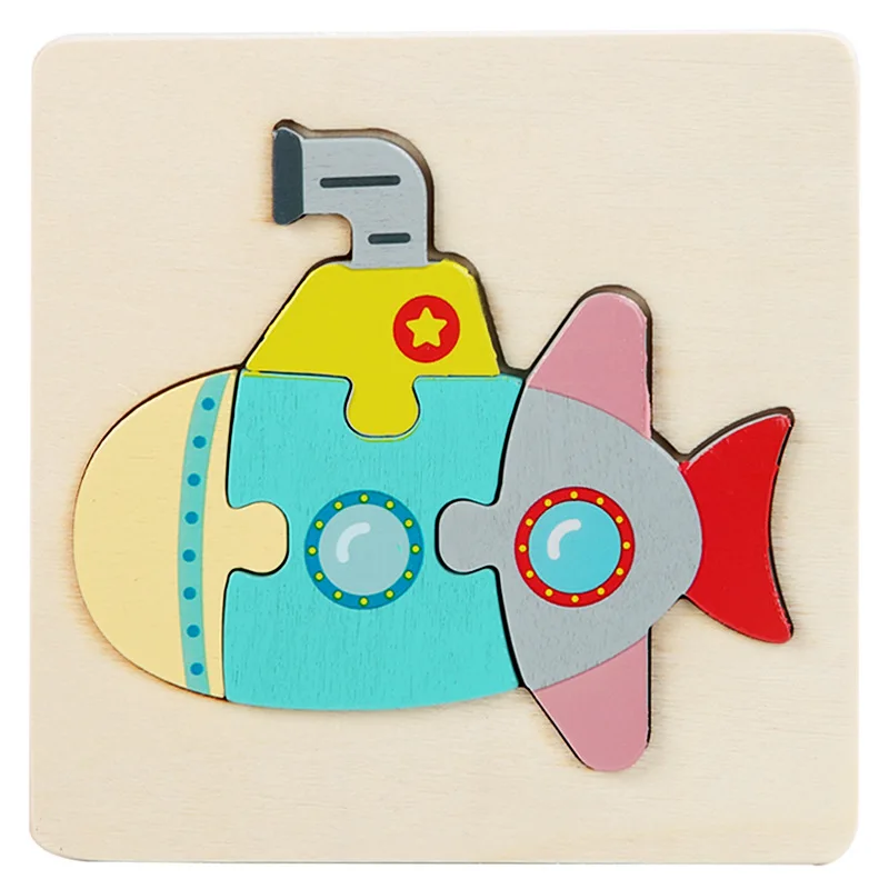 Kinder Holzspielzeug 3D Holzpuzzle Cartoon Tiere Kognitives Puzzle Frühes Lernen Lernspielzeug für Kinder Geschenk