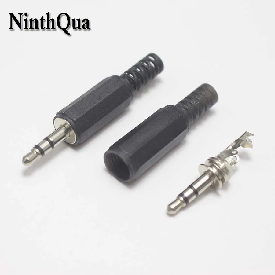 NinthQua 3.5mm 3-Pole Stereo Metal Plug Connector 3.5 Plug & Jack Adapter With Soldering Wire Terminals 3.5mm Stereo Plug