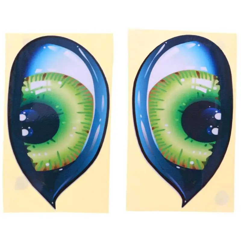 Adesivos de olhos de gato verde reflexivo 3d, 2 peças, engraçado, cabeça de caminhão, motor, espelho retrovisor, janela, porta, decalque, gráfico