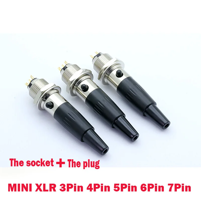 

5PCS Mini XLR 3-pin, 4-pin, 5-pin, 6-pin, 7-pin male cable in-line plug 3- 4- 5- 6-7-pin female jack male socket