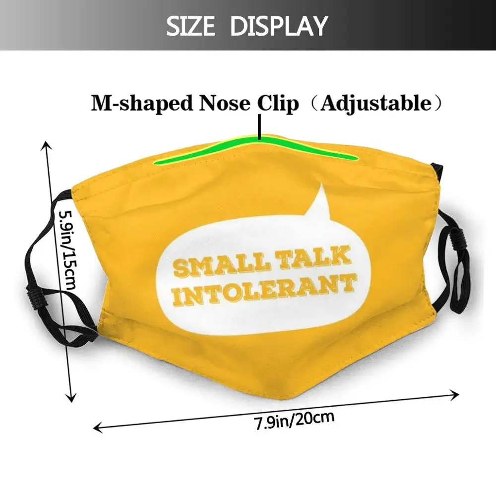 Small Talk Intolerantพิมพ์ล้างทำความสะอาดได้Anti Dust Mouthหน้ากากIntroversion IntrovertออทิสติกAspergers Aspie Nerdจริง