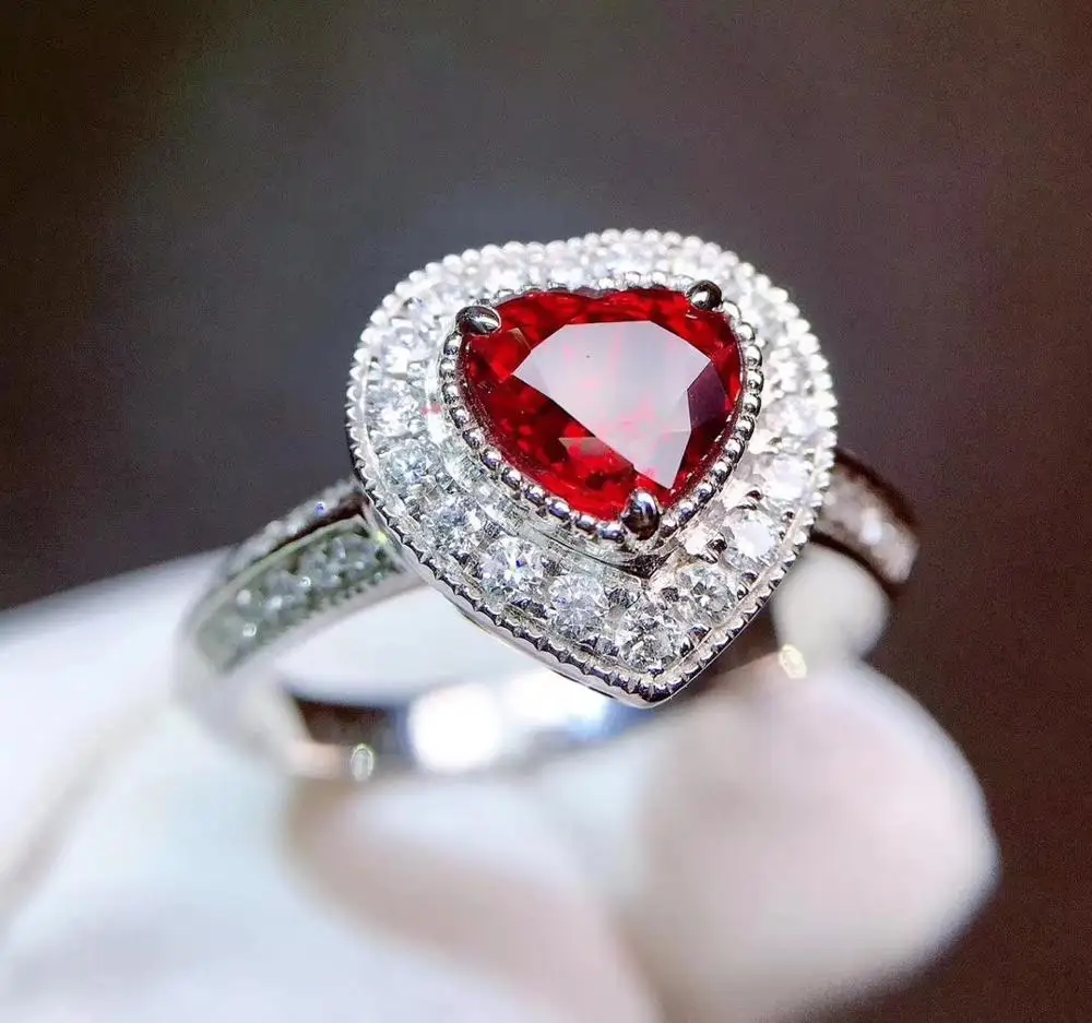 

RECOMMEND HEART STYLE ENGAGEMENT RING RED GARNET RING FOR WOMEN JEWELRY REAL 925 SILVER LOVE DATE GIFT NATURAL GEM FESTIVAL