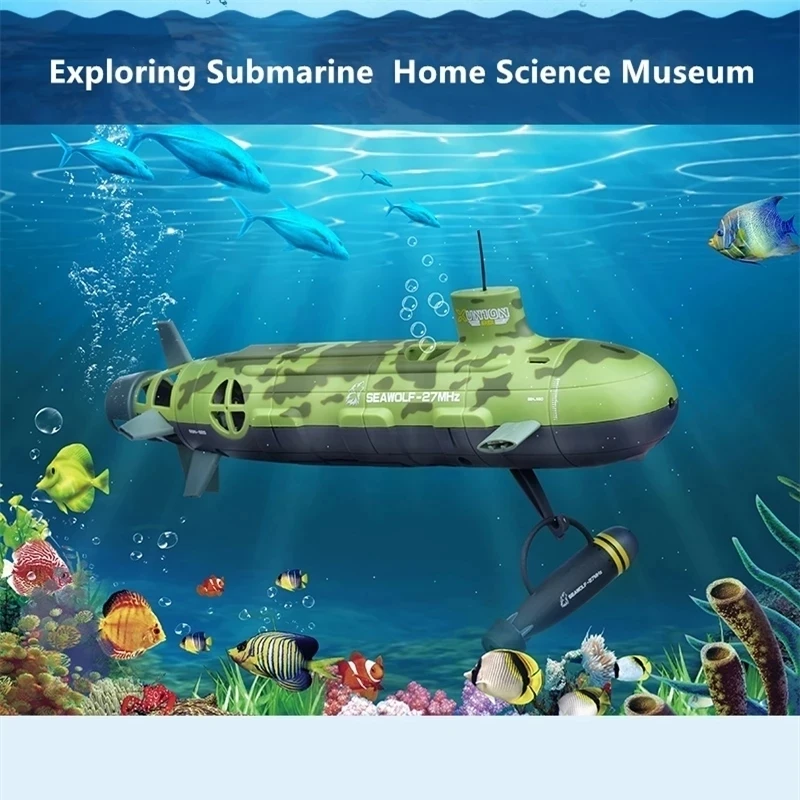 Automatic Cooling Waterproof Design RC Submarine 6CH Tripple Motor Low Voltage Protection Underwater Electric Remote Control Toy