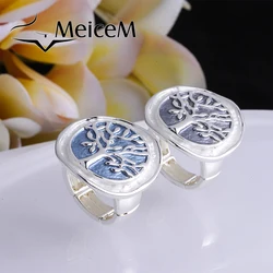 MeiceM 2021 New Design Tree of Live Shape Rings for Woman Ladies Girls Party Jewelry Wedding Engagement Fashion Ring Wholesale