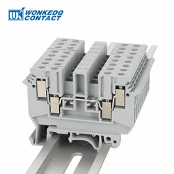 UDK-4 Screw Din Rail Terminal Block 2-input 2-output Wire Connector Feed-through Connection 4-Connductor Plug Electrical UDK4