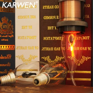 LED لهب شمعة مصباح E27 E14 E14 AC 220V الرجعية خمر الإضاءة 3W LED خيوط الديكور أعلى 6 مبيعات لمداخن المصابيح العتيقة - رقم 5