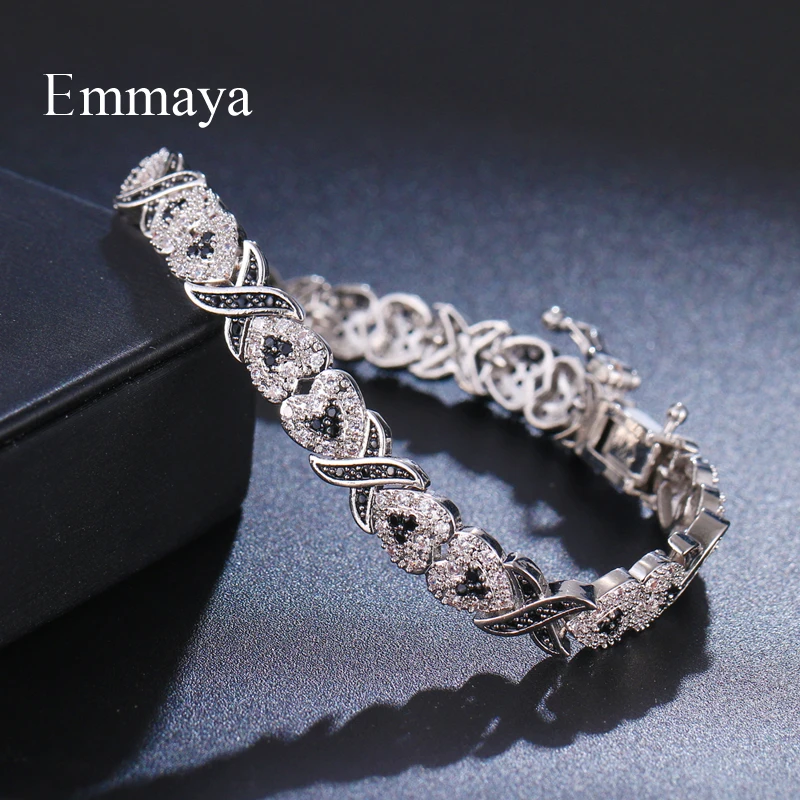 EMMAYA Noble Heart-Shape Design Zirconia Bracelet With Charming Black Zirconia For Female Elegant Ornament