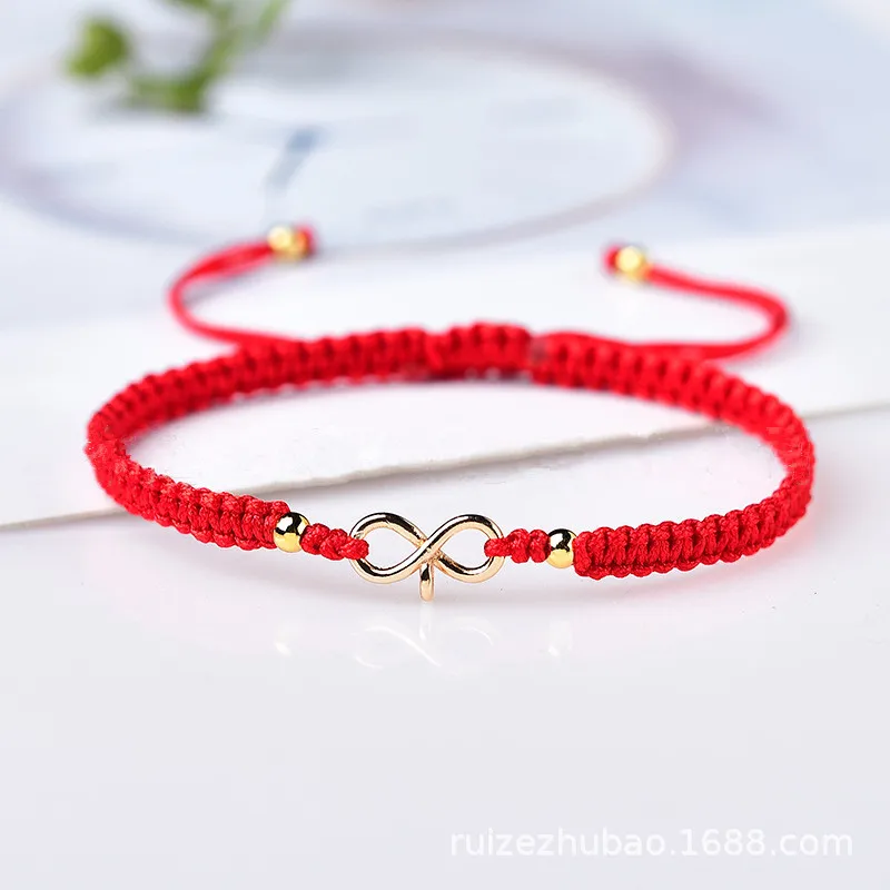 Natural Infinity Symbol Lucky Bead Handmade Red Rope Lucky Bangle Women Men DIY Bracelet Size Adjust Drop Shipping