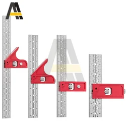 6/12/18 inch Scalable Tool Ruler For Woodpecker Adjustable T-type Hole Stainless Scribing Marking Line Gauge Carpenter Measuring