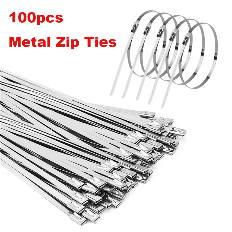 Tirantes De Metal de acero inoxidable, Cable de alambre multipropositivo para escape de cerca de lazos crom, 100 Uds.