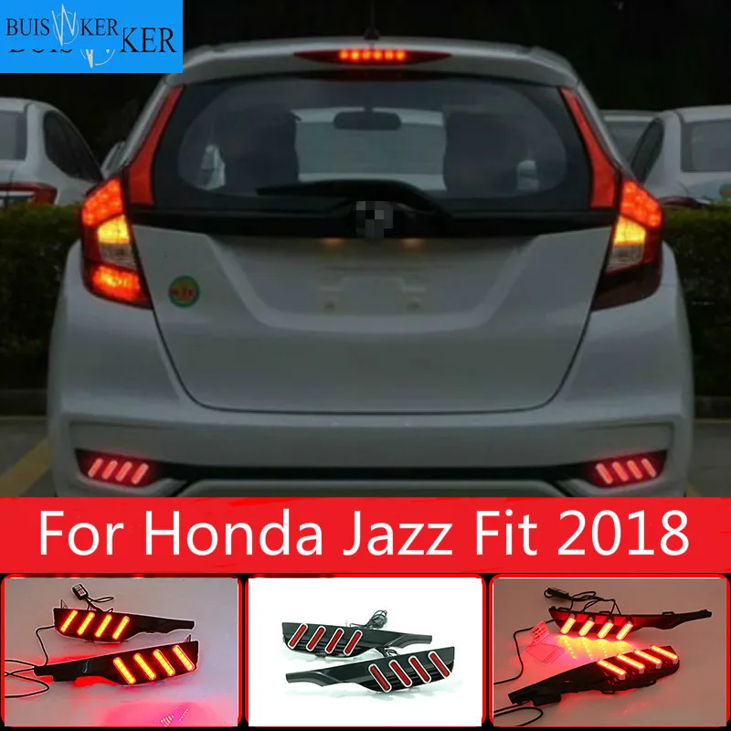 LED Rear Bumper Light Fog Lamp Brake Light Turn Signal Reverse Light For Honda Jazz Fit 2018 Multi-functions