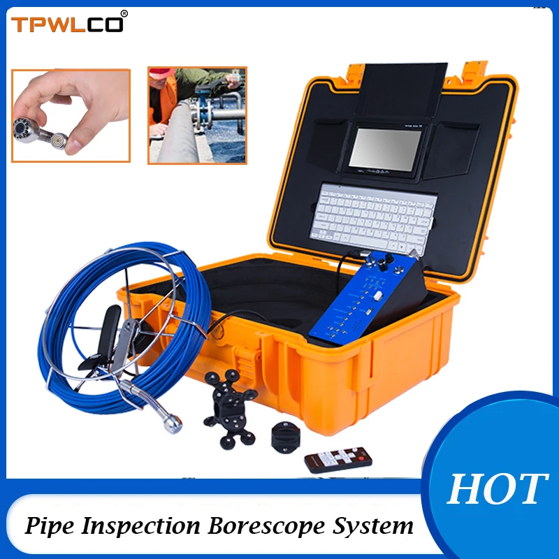 

20m Waterproof 25mm Solar Eclipse Wall & Pipe Inspection Camera 7" LCD Monitor Pipe Inspection Borescope System With Keyboard