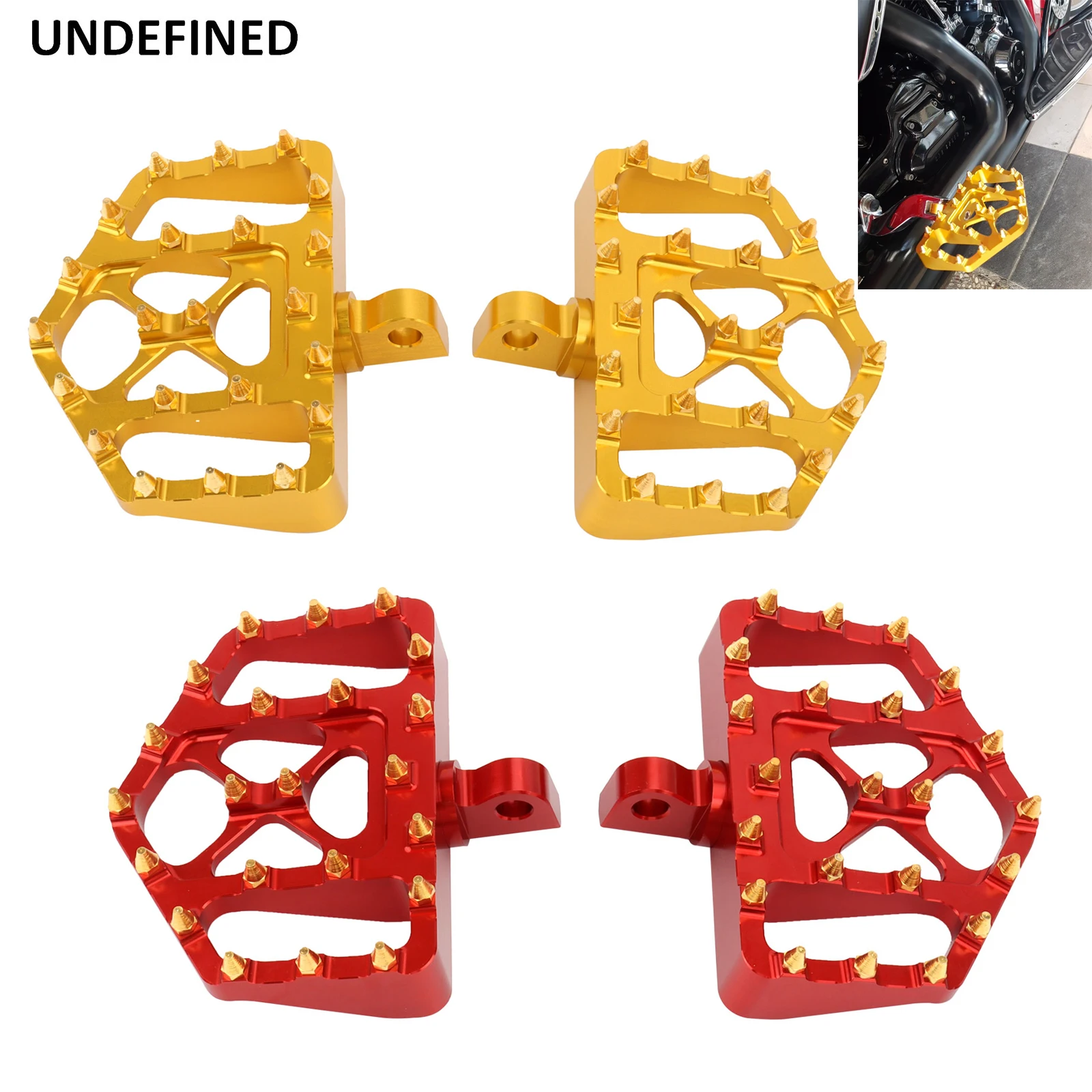 Motorcycle MX Foot Pegs Bobber Golden Wide Fat Floorboards Footrests Pedals For Harley Sportster XL 1200 883 Dyna FXDF Softail