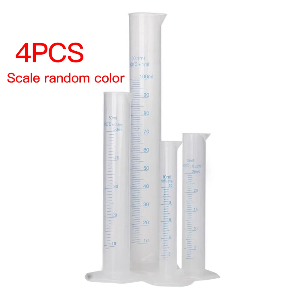 

4pcs Plastic Graduated Cylinder Kitchen Laboratory Experiment Test Water Measurement Measuring Tube Cylinder