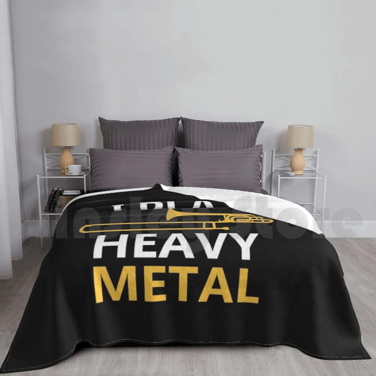 I Play Heavy Metal-Trombone Music Player Shirt Blanket Fashion Custom Band Trombone Player Music