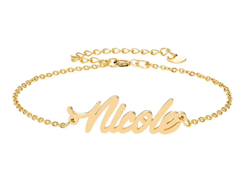 Nicole Name Bracelet Women Girl Jewelry Stainless Steel Gold Plated Nameplate Pendant Femme Mother Girlfriend Best Gift