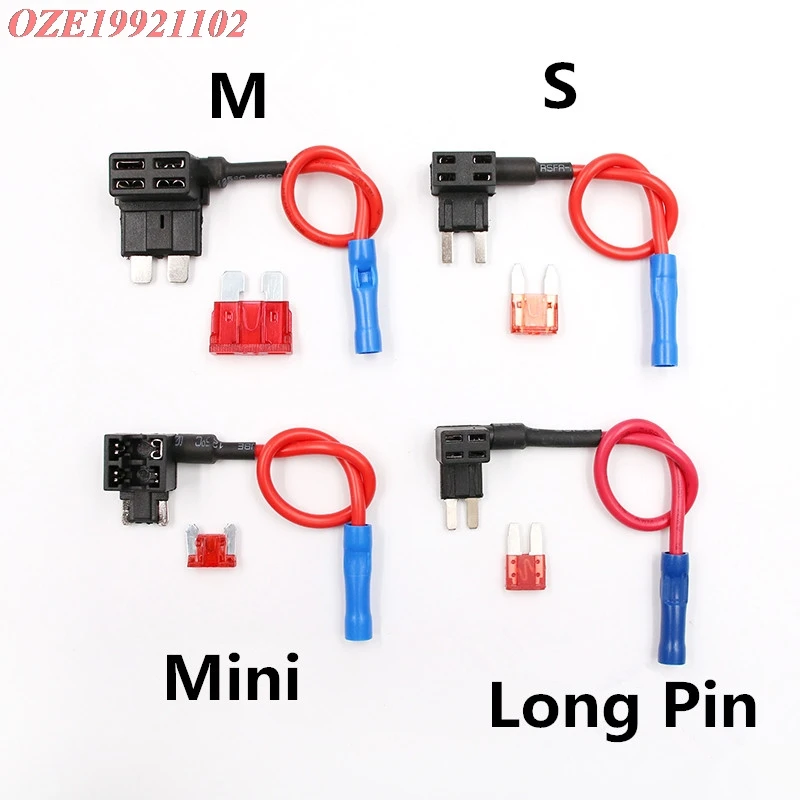 1pc 12V Fuse Holder Add-a-circuit TAP Adapter Micro Mini Standard Ford ATM APM Blade Auto Fuse with 1A 2A 3A 4A 5A 10A Fuse