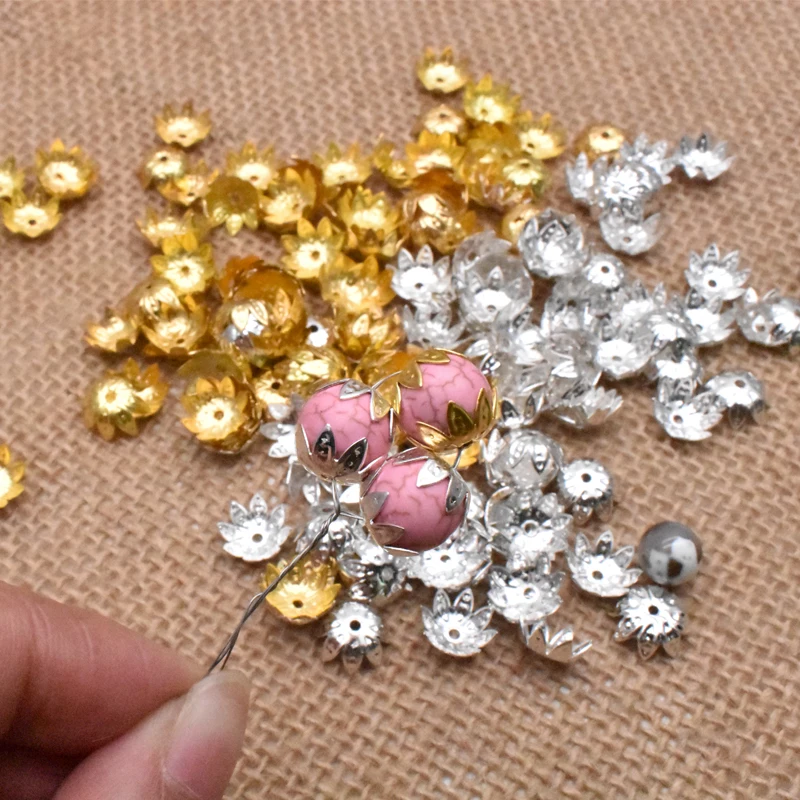 Gold Color Flower Metal Alloy Loose Spacer Bead Caps Jewelry Findings Cone End Beads For Jewelry Making Finding 8/10mm100pcs/Lot