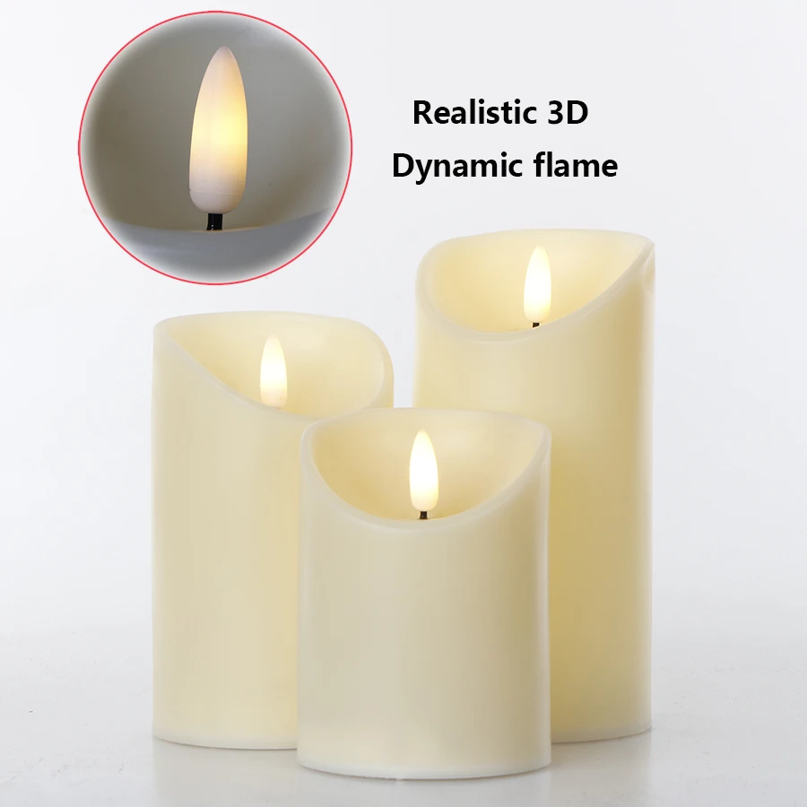 3Pcs/Set Remote Control LED Flameless Candles Battery Realistic 3D Dynamic Flame Candle Lights Led Tea Lights Home Decoration