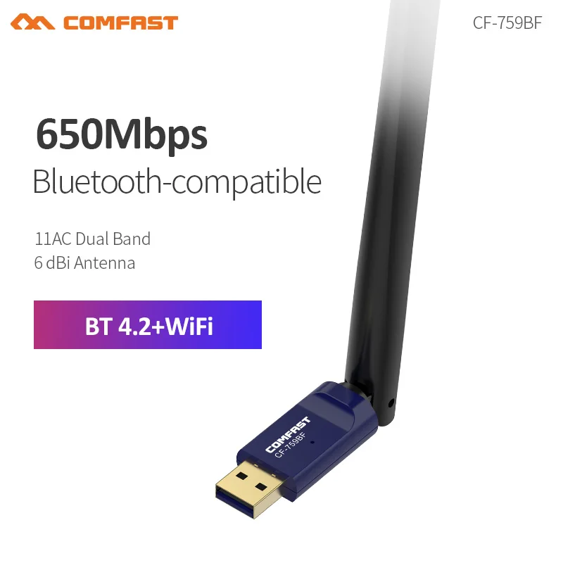 

USB Wi-Fi адаптер Comfast, 2,4/5,8 ГГц, 4,2 Мбит/с