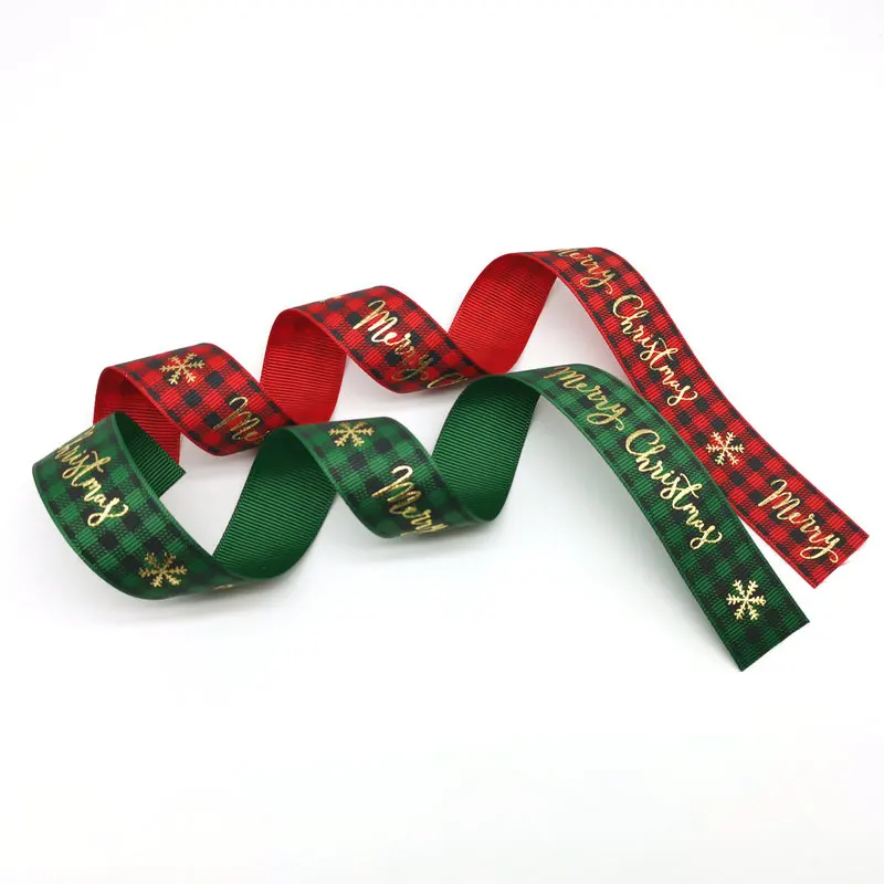 5 Meters Christmas Ribbon 15mm 25mm Grosgrain satin Ribbons For Christmas Gift Wrapping Yule Decoration DIY Handmade Crafts