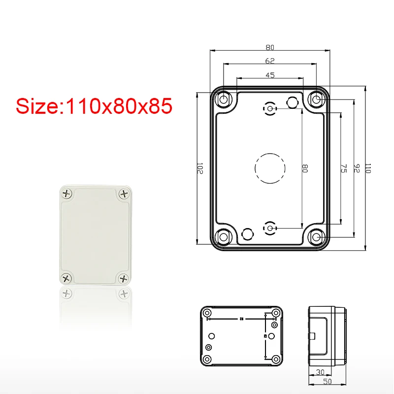 95*65*55 100*100*75 110*80*50 110*80*85 Outdoor Electrical CCTV Enclosure Case ABS Plastic Waterproof  Nylon Junction Box